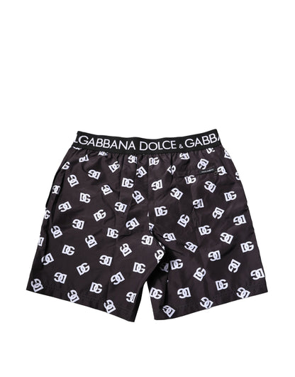 Dolce & Gabbana Black DG Logo Print Beachwear Shorts Swimwear