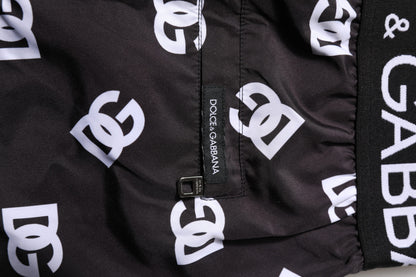 Dolce & Gabbana Black DG Logo Print Beachwear Shorts Swimwear