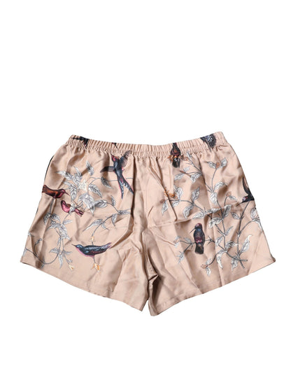Dolce & Gabbana Peach Birds Printed Beachwear Shorts Swimwear