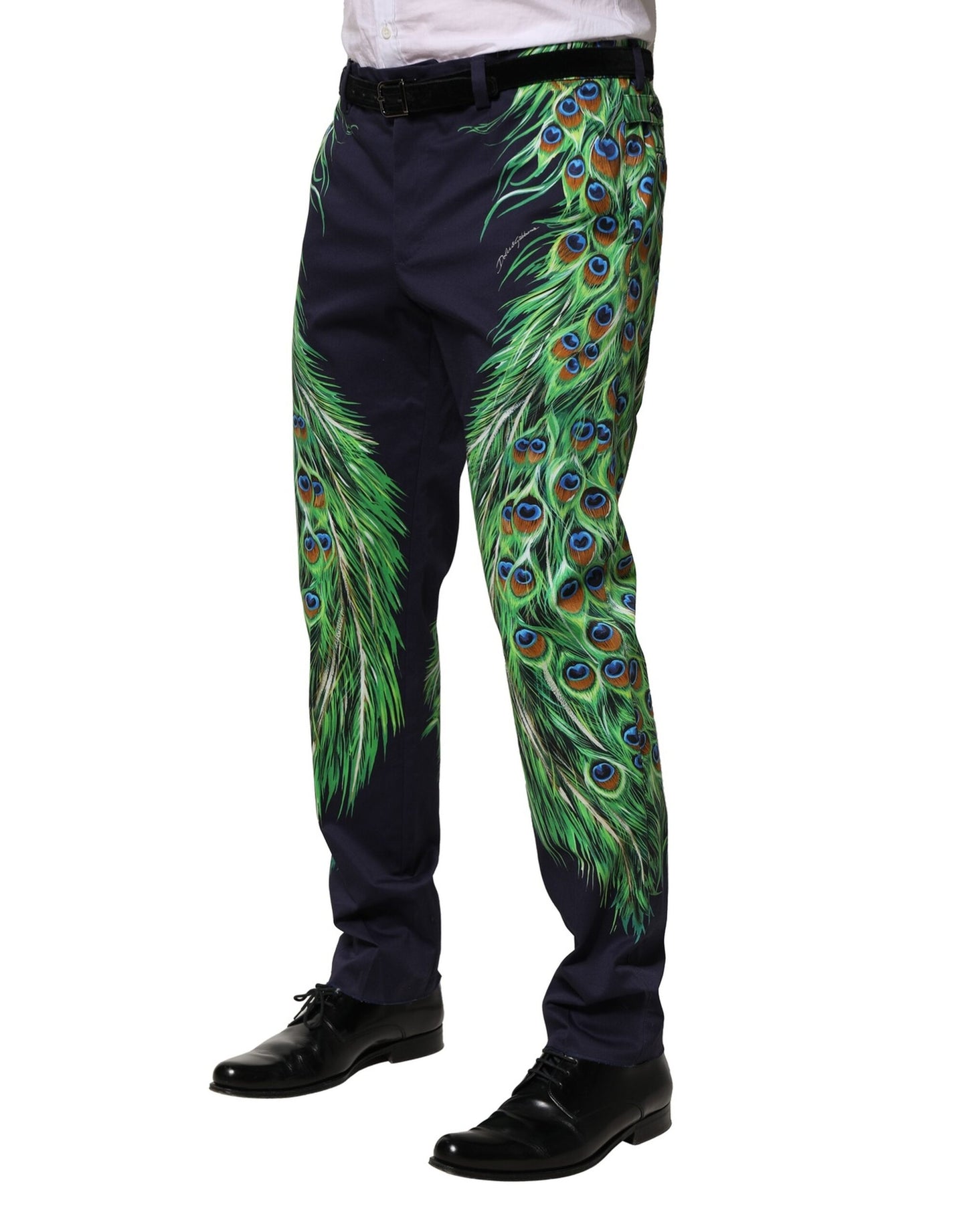 Dolce & Gabbana Multicolor Cotton Peacock Print Pants