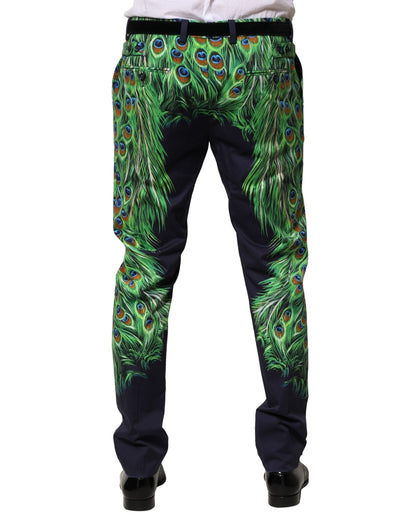 Dolce & Gabbana Multicolor Cotton Peacock Print Pants