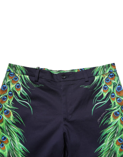 Dolce & Gabbana Multicolor Cotton Peacock Print Pants