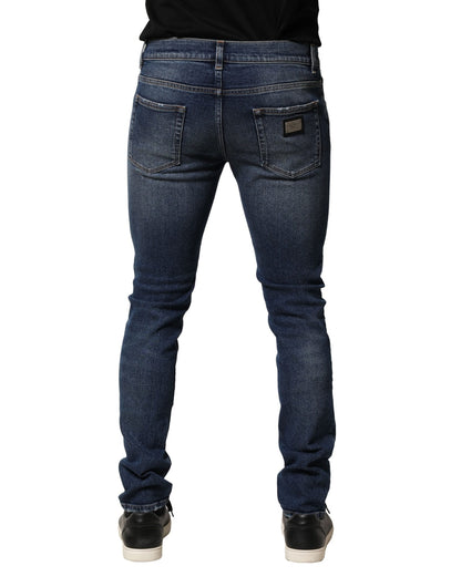 Dolce & Gabbana Blue Washed Skinny Cotton Denim Jeans