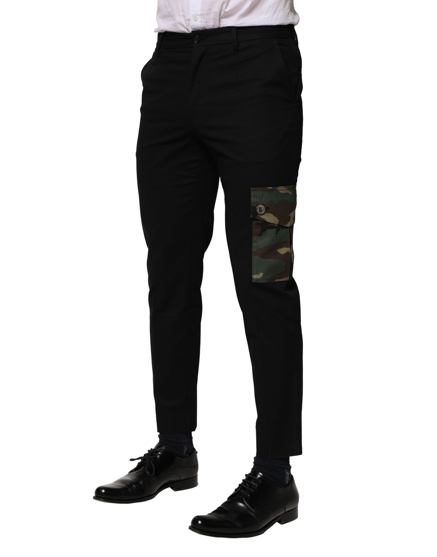 Dolce & Gabbana Black Cotton Cargo Dress Men Pants