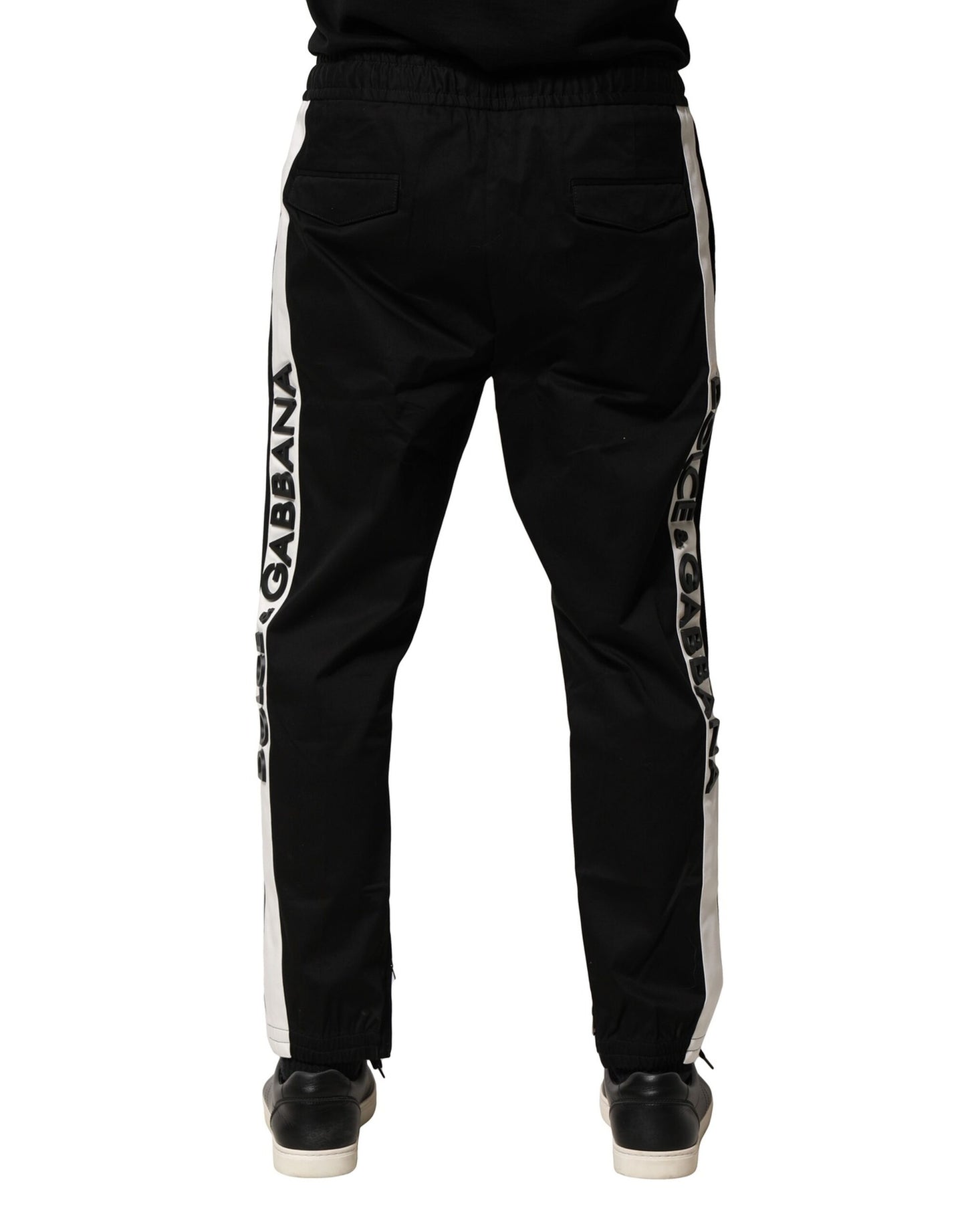 Dolce & Gabbana Black Cotton Mid Waist Jogger Pants