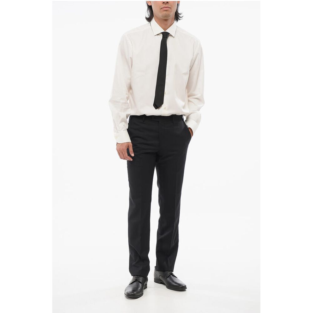 Corneliani Virgin Wool LEADER Pants with Flush Pockets