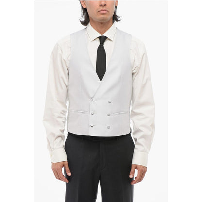 Corneliani CODE Double Breasted Silk Blend Vest With Jetted Pockets