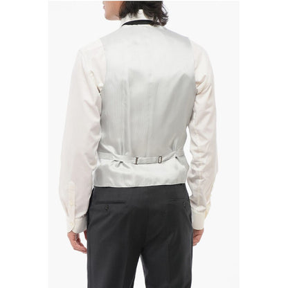 Corneliani CODE Double Breasted Silk Blend Vest With Jetted Pockets