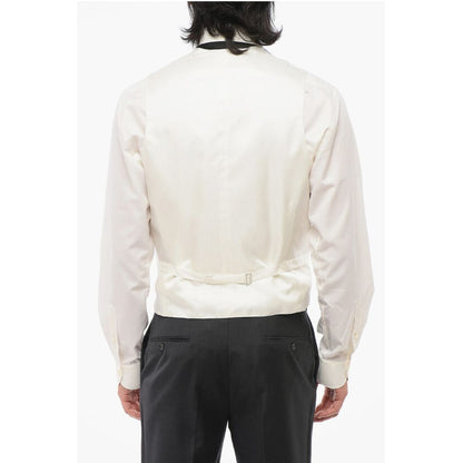 Corneliani CODE Double Breasted Patterned Silk Blend Vest With Peak Lap