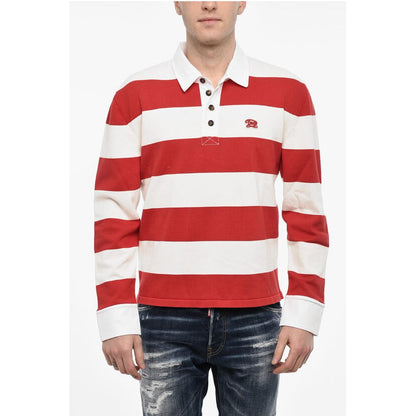 Dsquared² Striped Cotton Sweater with Polo Neck