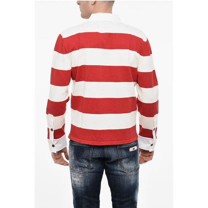 Dsquared² Striped Cotton Sweater with Polo Neck