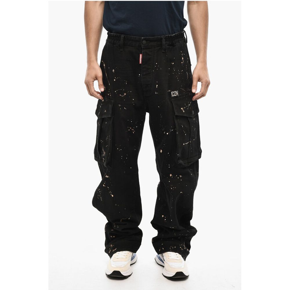 Dsquared² Acid Wash Cargo ICON Pants with Metal Detail