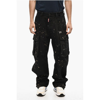 Dsquared² Acid Wash Cargo ICON Pants with Metal Detail