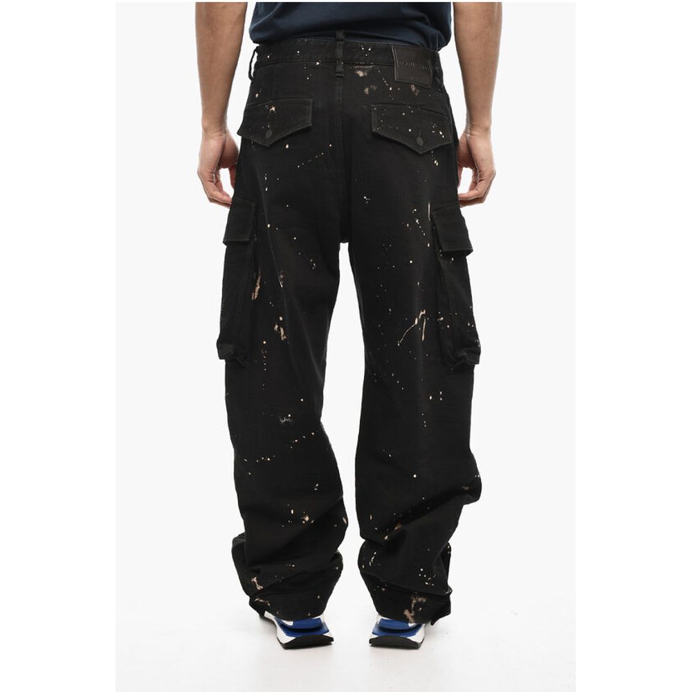 Dsquared² Acid Wash Cargo ICON Pants with Metal Detail