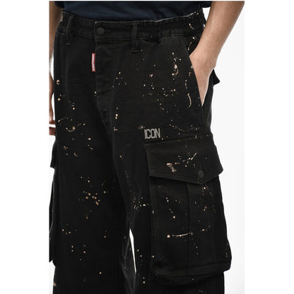 Dsquared² Acid Wash Cargo ICON Pants with Metal Detail