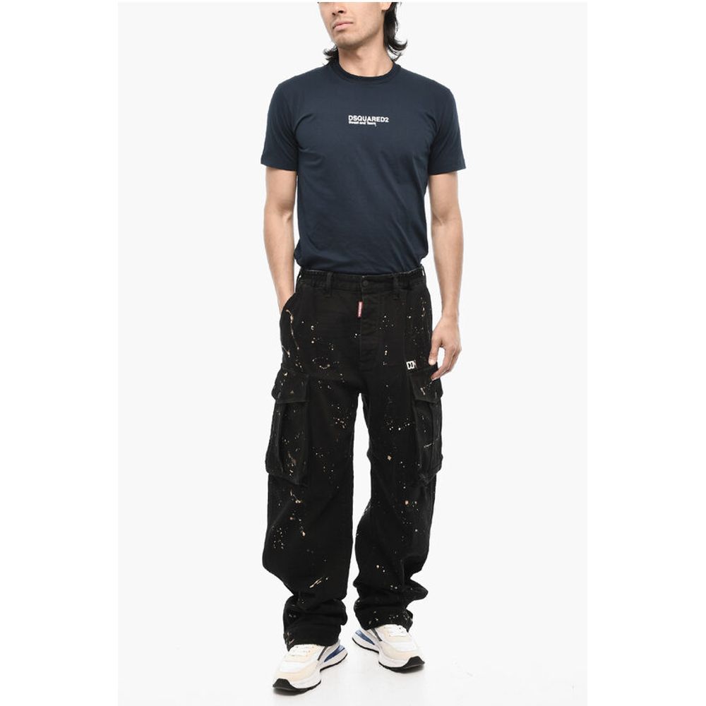 Dsquared² Acid Wash Cargo ICON Pants with Metal Detail