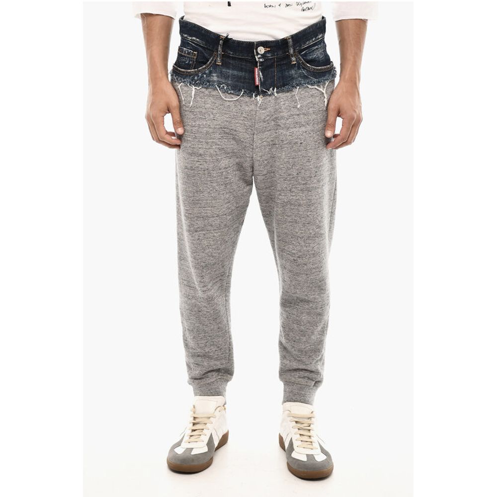 Dsquared² Brushed Cotton Joggers With Denim Detail