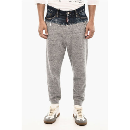 Dsquared² Brushed Cotton Joggers With Denim Detail