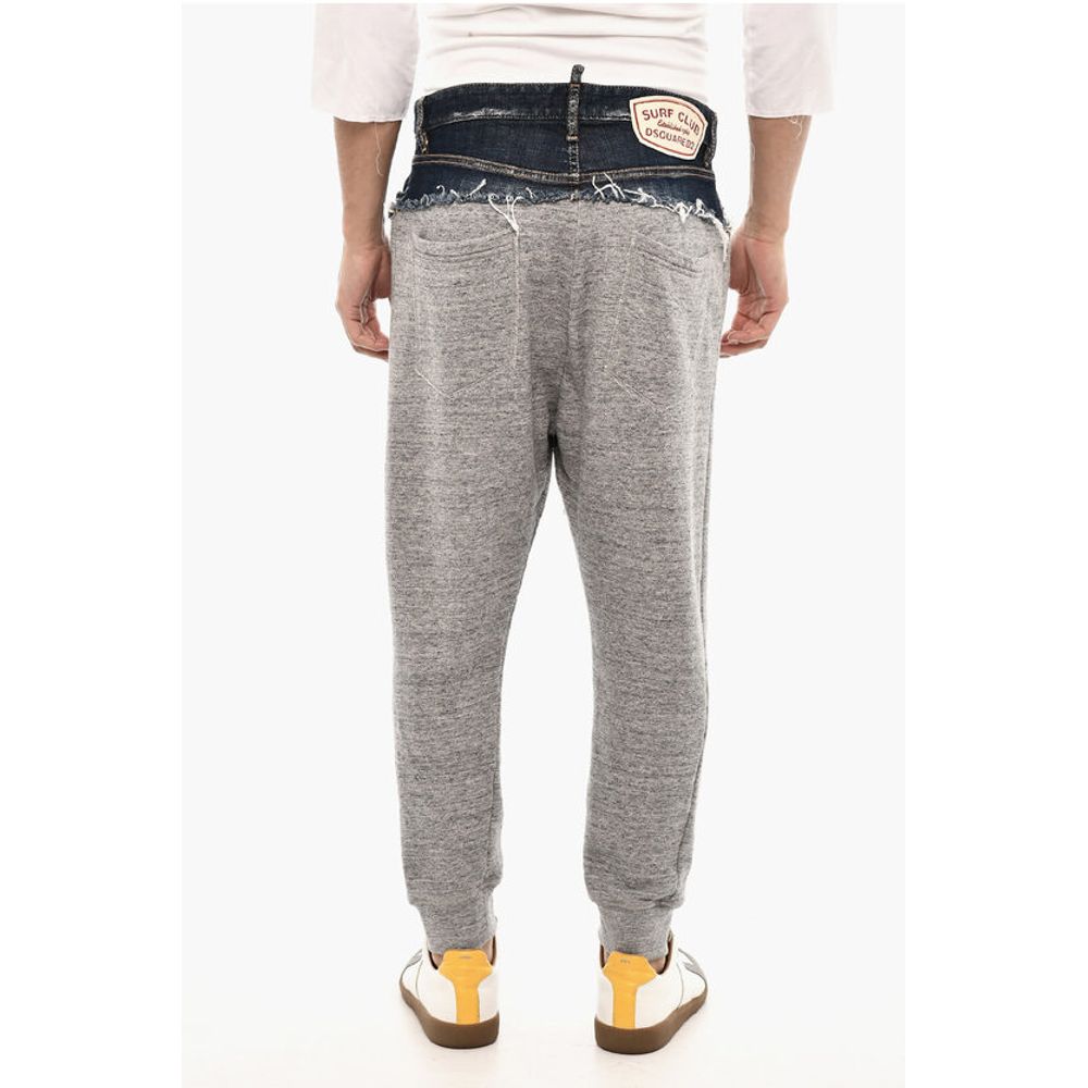 Dsquared² Brushed Cotton Joggers With Denim Detail