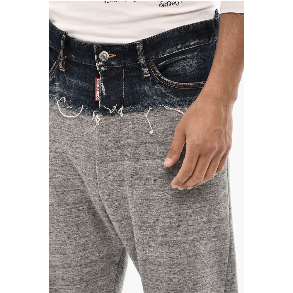 Dsquared² Brushed Cotton Joggers With Denim Detail