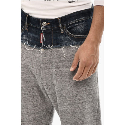 Dsquared² Brushed Cotton Joggers With Denim Detail