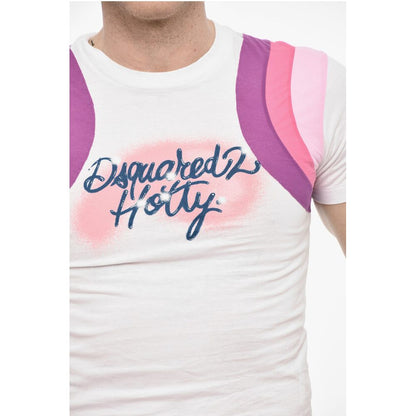 Dsquared² Cropped Crew-neck T-shirt with Contrast Bands