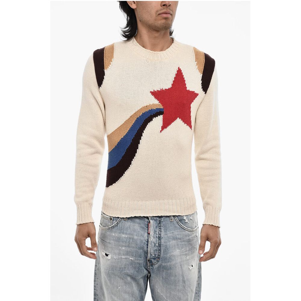 Dsquared² Embroidered Cotton Crew-neck Sweater