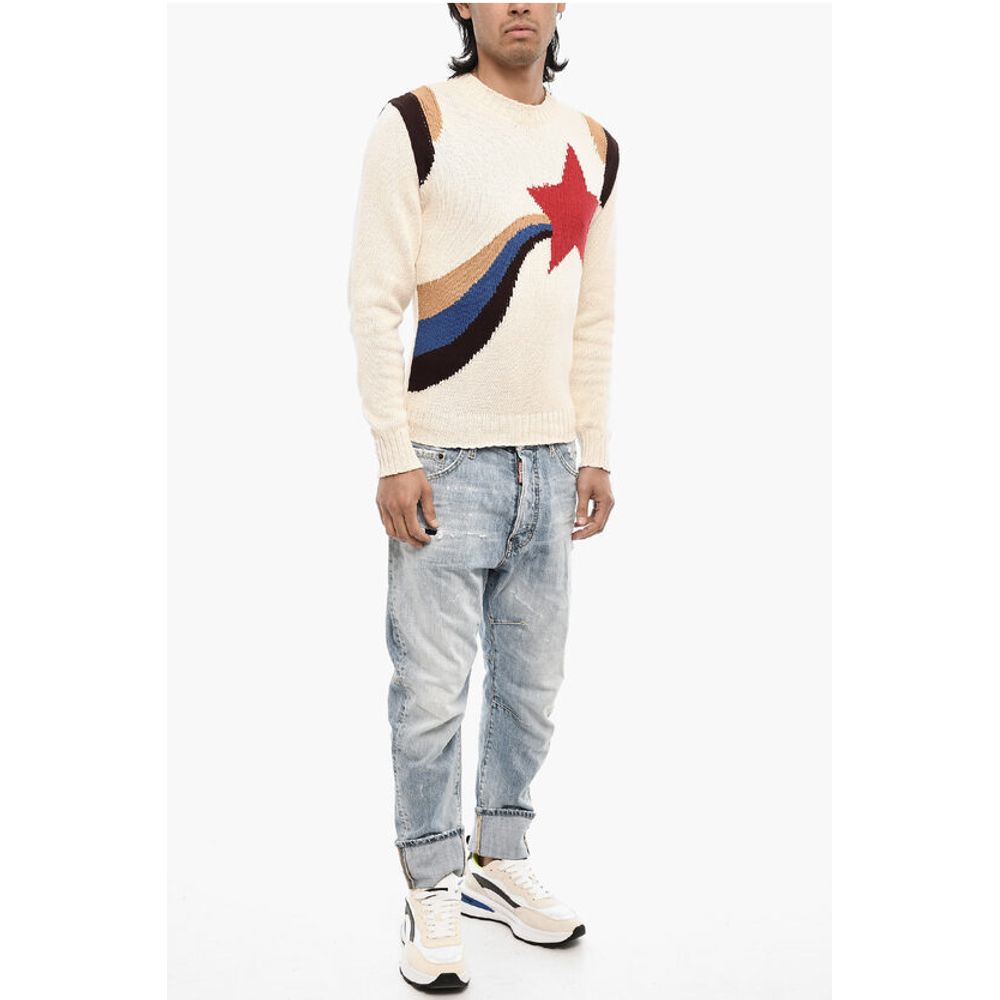 Dsquared² Embroidered Cotton Crew-neck Sweater