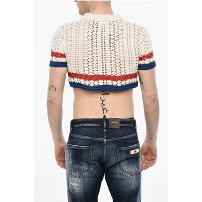 Dsquared² Openwork Cropped Sweater with Polo Neck