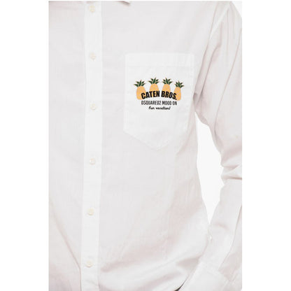 Dsquared² Cotton Poplin Shirt With Print Breast Pocket