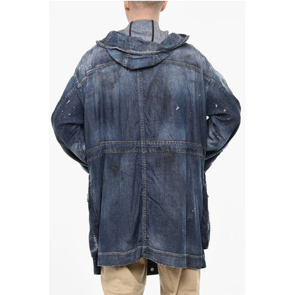 Dsquared² Vintage Effect Denim Parka With Utility Pockets