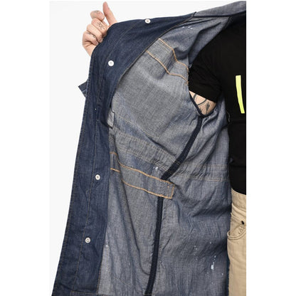 Dsquared² Vintage Effect Denim Parka With Utility Pockets