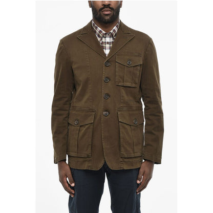 Dsquared² Cotton Sahariana Blazer with Logoed Buttons