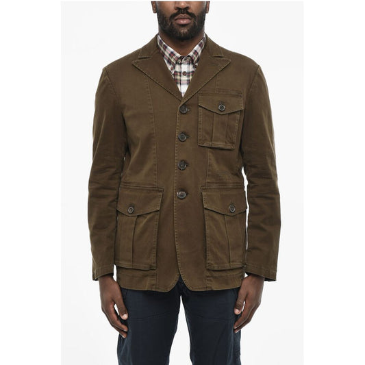 Dsquared² Cotton Sahariana Blazer with Logoed Buttons