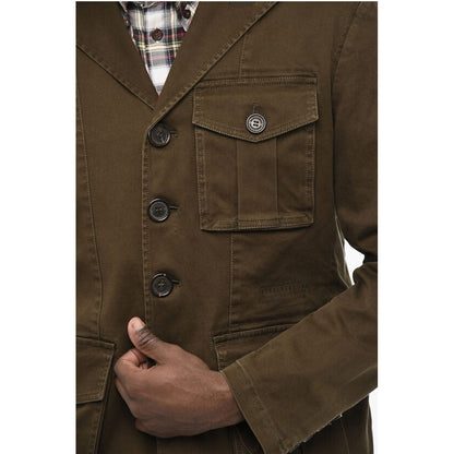 Dsquared² Cotton Sahariana Blazer with Logoed Buttons