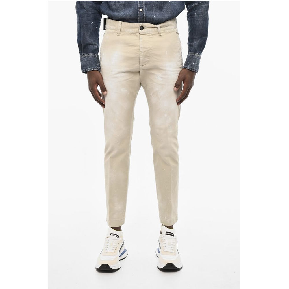 Dsquared² Bleached Effect Cotton Twill Chino Pants