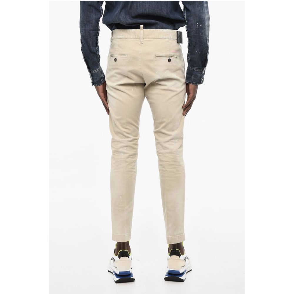 Dsquared² Bleached Effect Cotton Twill Chino Pants