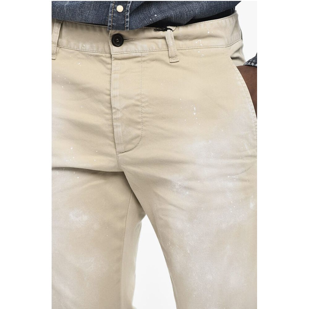 Dsquared² Bleached Effect Cotton Twill Chino Pants
