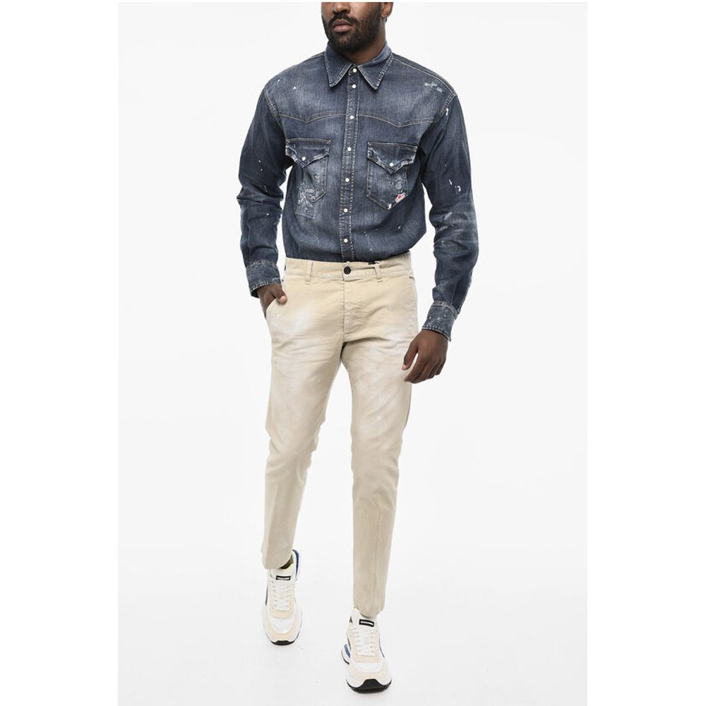 Dsquared² Bleached Effect Cotton Twill Chino Pants