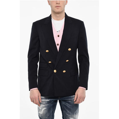 Dsquared² Flap Pockets Double Breasted Blazer with Golden Effect Butto