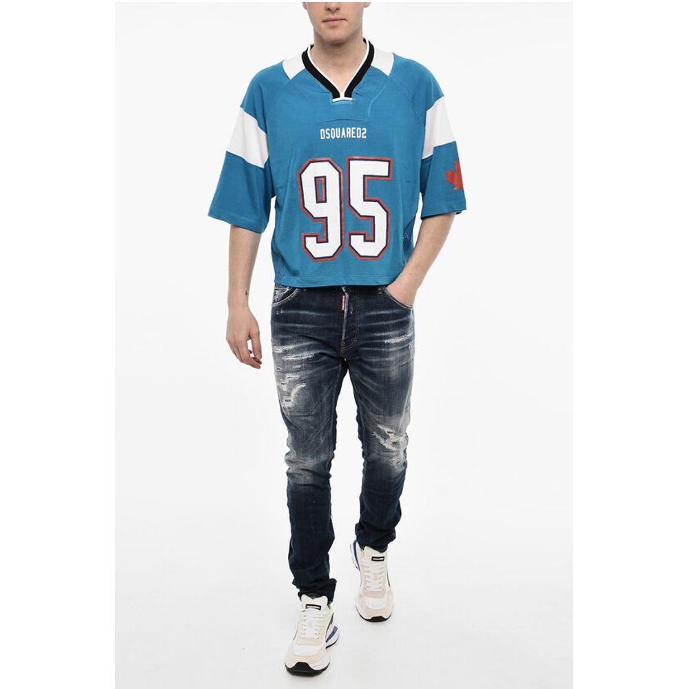 Dsquared² Color Block Perforated v-Neck T-shirt