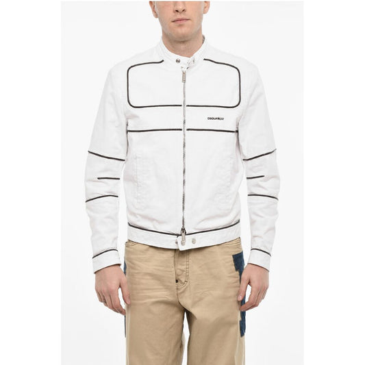 Dsquared² Cotton Biker Jacket With Vegan Leather Details
