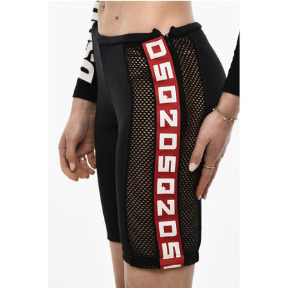 Dsquared² Biker Shorts With Mesh Details And Logoed Band