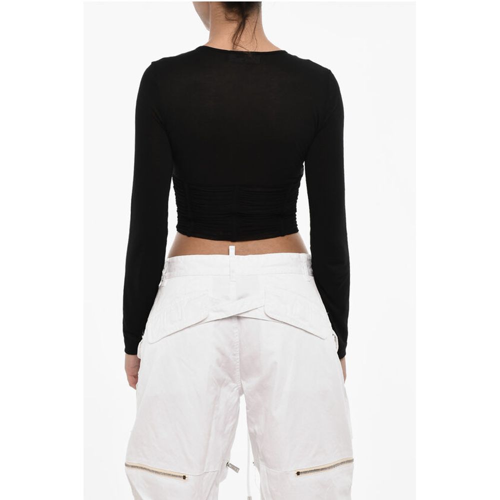 Dsquared² Draped Cropped Top with Embellished Shells