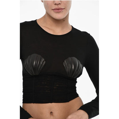 Dsquared² Draped Cropped Top with Embellished Shells