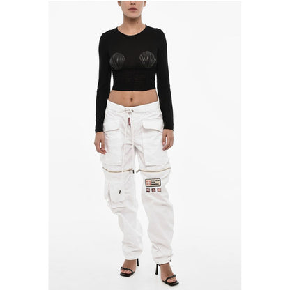 Dsquared² Draped Cropped Top with Embellished Shells
