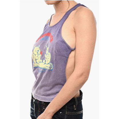 Dsquared² Open Back Cotton Tank Top with Frontal Print