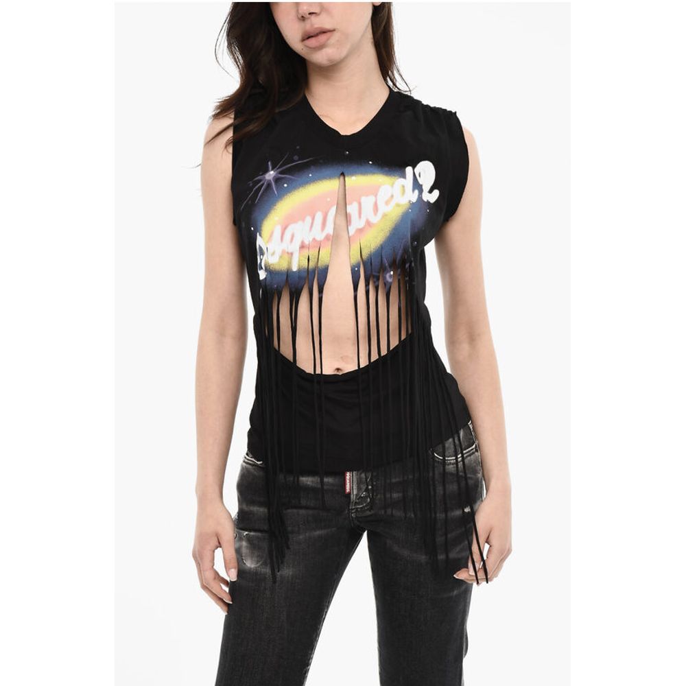 Dsquared² Vintage Effect Top with Fringes