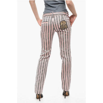Dsquared² Striped Pants With Jewel Patch