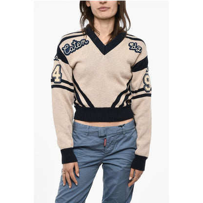 Dsquared² V-Neck Cotton Sweatshirt With Embroidered Logo